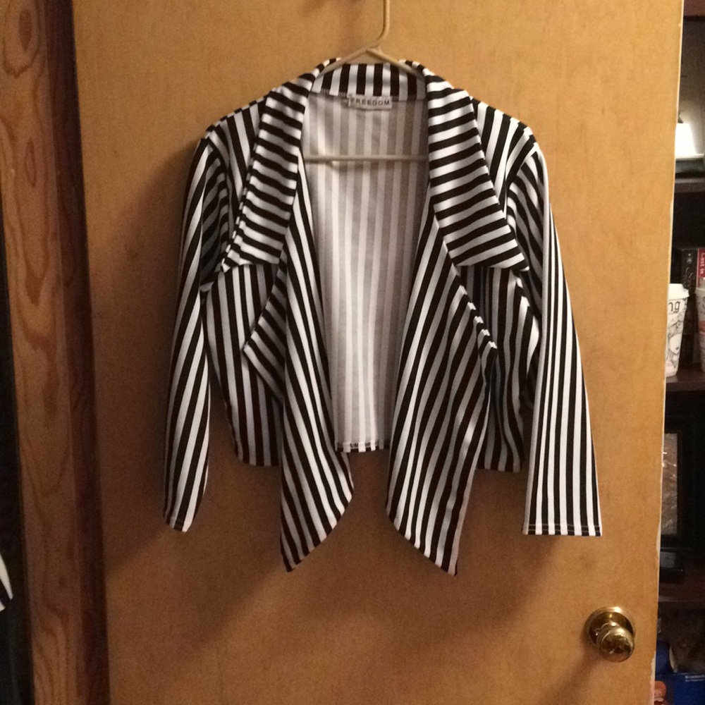 Black and white striped blazer